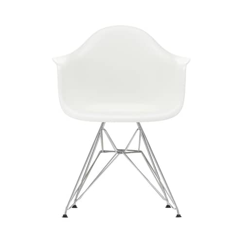 Fauteuil DAR - Eames Plastic Armchair plastique blanc / (1950) - Pieds chromés - Vitra - Blanc / Pieds chromés - Acier chromé, Polypropylène