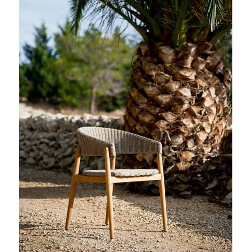 Fauteuil Pevero / Teck & corde synthétique - Unopiu - Teck / Corde Taupe - Corde polypropylène, Teck