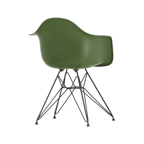 Fauteuil RE DAR - Eames Plastic Armchair / (1950) - Pieds noirs / Recyclé - Vitra - Vert forêt / Pieds noirs - Acier laqué, Plastique recyclé post-consommation