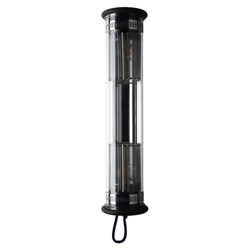 Outdoor-Wandleuchte In The Tube 100-500 glas metall / L 52 cm - DCW éditions - Silberfarben - Borosilikatglas, rostfreier Stahl