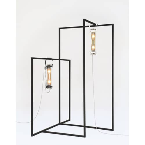 Lampe d\'extérieur Balke métal verre blanc / L 65 cm - SAMMODE STUDIO - Blanc / Laiton - Acier inoxydable laqué, Aluminium anodisé, Verre borosilicaté