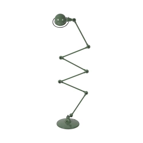 Lampadaire Loft Zigzag métal vert / H 240 cm - Orientable - Jieldé - Vert olive brillant - Acier inoxydable