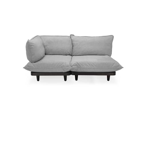 Paletti set 2-seater outdoor sofa textile grey / Armrest left - L 190 cm - Fatboy - Stone grey - Olefin fabric, Polyester foam, Recycle polyethylene, Steel