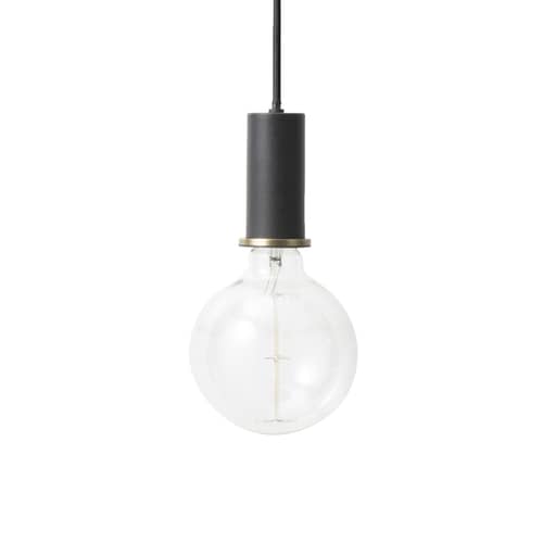 Pendelleuchte Socket Low metall schwarz / Set aus Kabel + Fassung + Rosette - Ferm Living - Set aus Kabel + Fassung / schwarz - Gewebe, lackiertes Metall