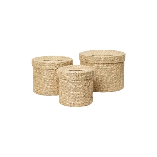 Schachtel Gaby faser braun / 3er-Set – rund / Ø 30 cm - BROSTE COPENHAGEN - Rund - Seegras
