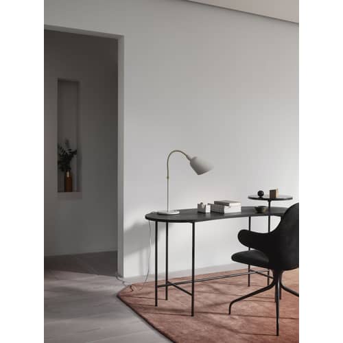 Scrivania Palette JH9 metallo legno pietra nero / 2 vassoi - &tradition - Nero & marmo nero / Base nera - Acciaio laccato, Frassino, Marmo