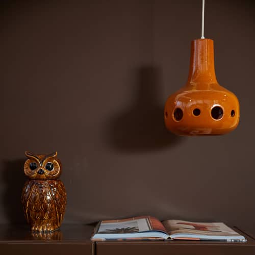 Suspension Dangle céramique orange / Ø 24 x H 31.5 cm - HK LIVING - Orange - Grès émaillé