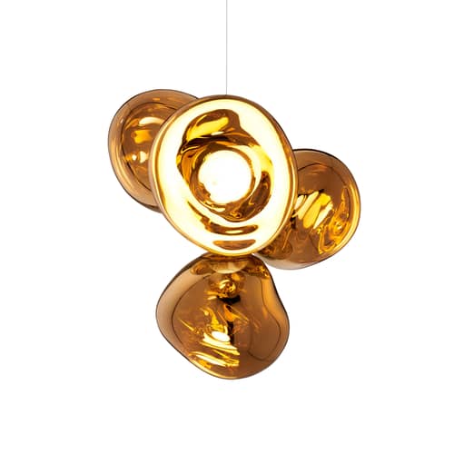 Suspension Melt Chandelier / Small - LED / Ø 98 x H 103 cm - Tom Dixon - Or - Acier, Polycarbonate