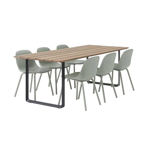 Table rectangulaire 70/70 OUTDOOR bois naturel / 225 x 90 cm - Muuto - Acajou / Noir anthracite - Acajou Sapelli FSC, Aluminium thermolaqué