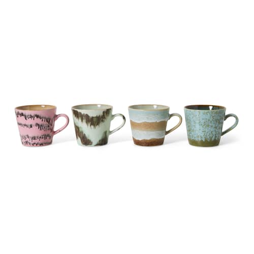 Tazzina per cappuccino 70s ceramics ceramica multicolore / Set di 4 - 33 cl - HK LIVING - Dada - Gres smaltato