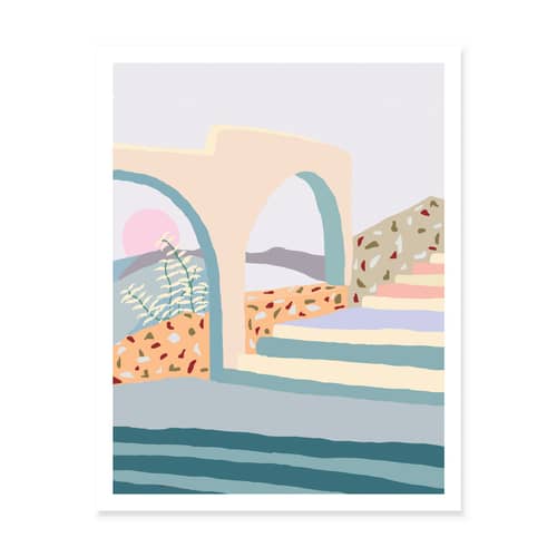 Affiche Terrazzo Stair By Charlie Bennell papier multicolore / 46 x 61 cm - Slowdown Studio - Terrazzo Stair - Papier certifié FSC