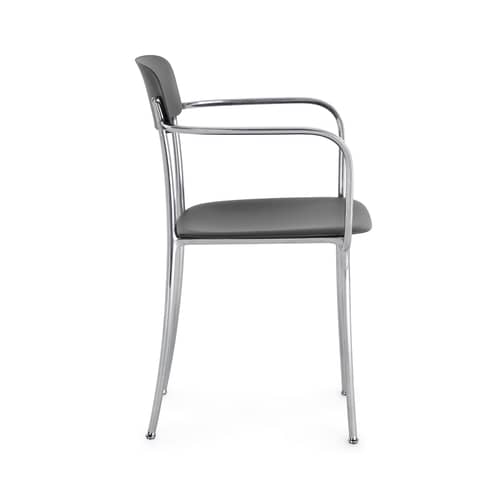 Armlehnstuhl Savoia INDOOR plastikmaterial grau - Kartell - Anthrazit (Thermoplast) / Verchromt - poliertes Aluminium, Technoplymer