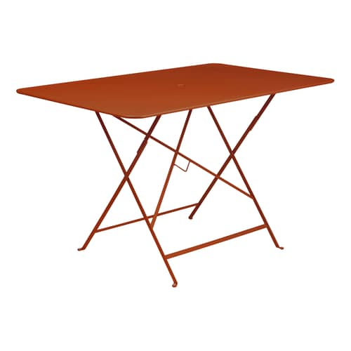 Bistro Foldable table metal orange / 117 x 77 cm - 6 people - Parasol hole - Fermob - Candied Orange - Lacquered steel