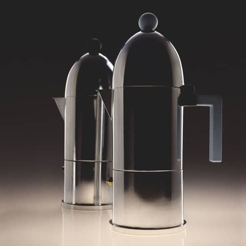 Cafetière italienne La Cupola métal noir / Induction - 6 tasses / Aldo Rossi, 1988 - Alessi - Noir / Acier - Acier magnétique, Fonte d\'aluminium, Résine thermoplastique