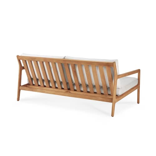 Canapé de jardin 2 places Jack Outdoor tissu bois blanc / L 180 cm - Teck - Ethnicraft - Blanc cassé - Mousse, Teck massif, Tissu polypropylène