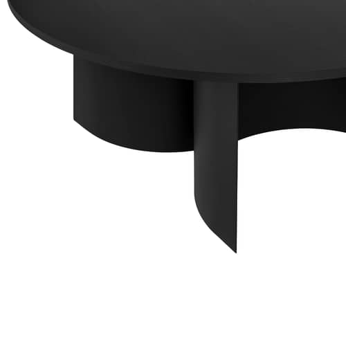 Couchtisch Gavo holz schwarz / Ø 95 x H 44 cm - NOO.MA - Schwarz Vulkan - FSC-zertifiziertes MDF mit Eschenfurnier, Stahl