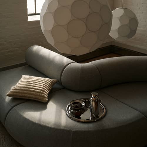 Coussin Ridge beige / 45 x 45 cm - Tissé main - Tom Dixon - Beige naturel - Coton, Laine