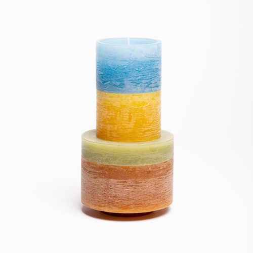 Kerze Candl Stack 04 wachs bunt / 4 stapelbare Module - Verbrennung 110 Stunden - STAN EDITIONS - Braun & Blau - Paraffin