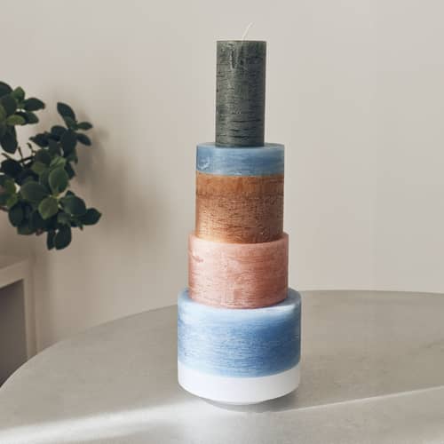 Kerze Candl Stack 06 wachs bunt / 6 stapelbare Module - Verbrennung 140 Stunden - STAN EDITIONS - Bunt - Paraffin