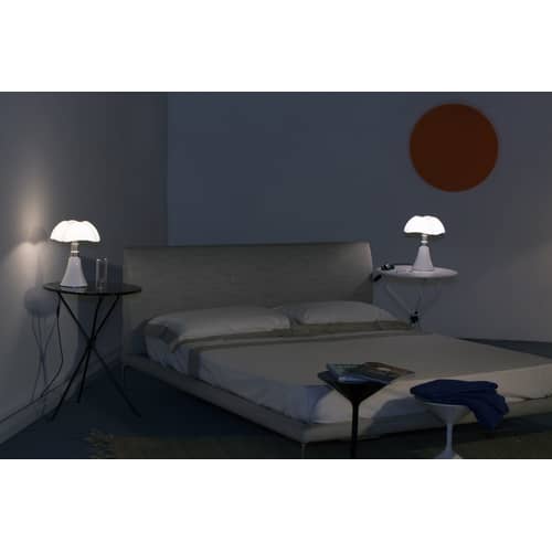Lampada da tavolo Minipipistrello LED materiale plastico bianco / H 35 cm - Gae Aulenti, 1965 - Martinelli Luce - Bianco - Acciaio inox spazzolato, alluminio verniciato, Metacrilato