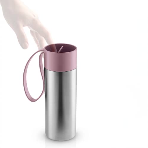 Mug isotherme To Go Cup métal rose / Avec couvercle - 0,35 L - Eva Trio - Rose - Acier inoxydable, Silicone