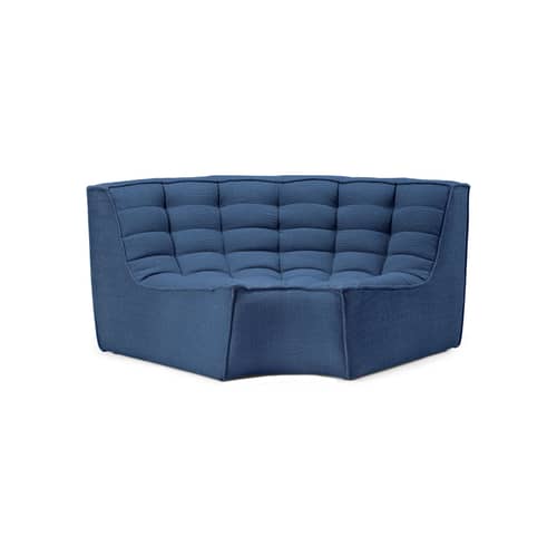 Canapé d\'angle N701 / Module d\'angle arrondi 90° - L 120 cm - Ethnicraft - Bleu (tissu standard) - Bois, Mousse PU haute densité, Tissu