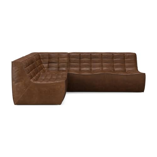 Lounge Sessel N701 leder braun - Ethnicraft - Kastanie - Anilinleder, Hochdichter PU-Schaum, Holz