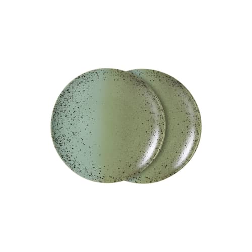 Piatto 70s ceramics ceramica verde / Set di 2 - Ø 27,5 cm - HK LIVING - Fleck - Gres smaltato