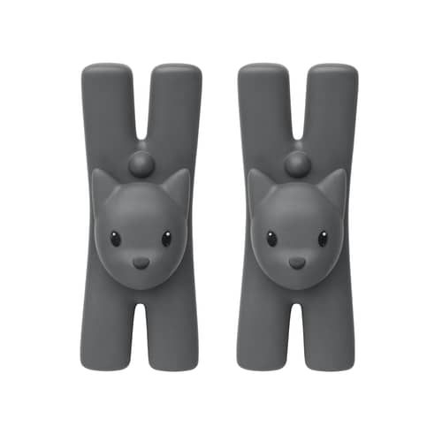Set de 2 pinces Lampo Chat plastique noir / Aimantée - Alessi - Noir - Aimant, Résine thermoplastique