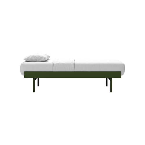  Convertible kids bed metal green with night table / For mattresses 90 x 180 to 210 cm - MOEBE - Pine green - Steel