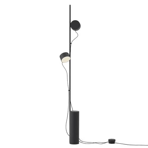 Stehleuchte Post metall schwarz / LED - 2 drehbare Magnet-Spots - Muuto - Stehleuchte - lackierter Stahl