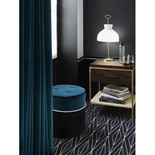 Pouf Léo Small / Ø 42 x H 40 cm - Velours - Maison Sarah Lavoine - Bleu (velours) - Bois, Mousse, Velours
