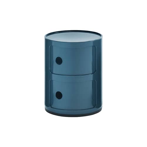 Rangement Componibili bleu / 2 tiroirs - H 40 cm - Anna Castelli Ferrieri, 1968 - Kartell - Bleu pétrole - Technopolymère thermoplastique recyclé