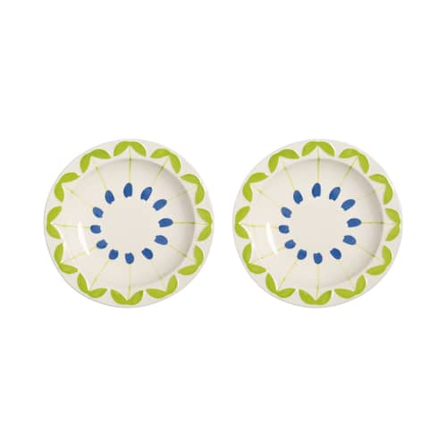 Folk Soup plate ceramic blue / Set of 2 - Ø 22.5 x H 3.5 cm - & klevering - Blue - China