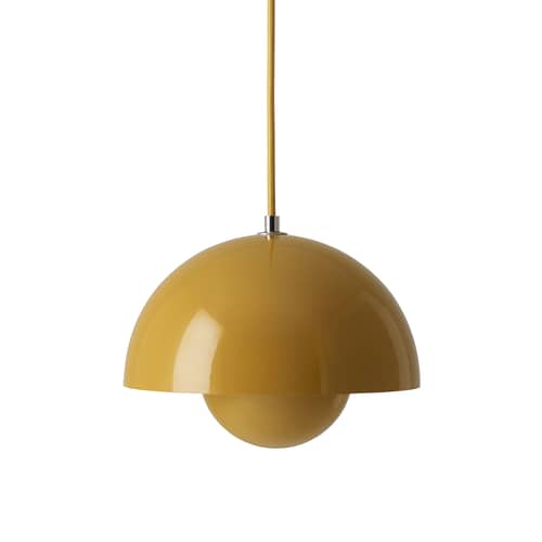 Suspension FlowerPot VP1 métal jaune / Ø 23 cm - By Verner Panton, 1969 - &tradition - Moutarde - Aluminium laqué