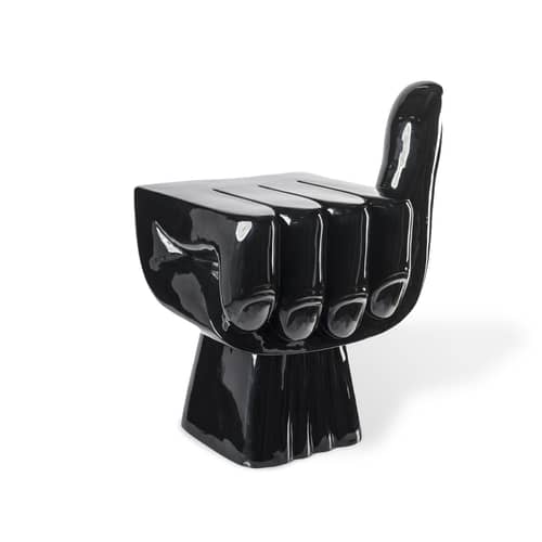 Table d\'appoint Fist plastique noir / Pouf - 38 x 54 cm - POLSPOTTEN - Noir - Polyester laqué
