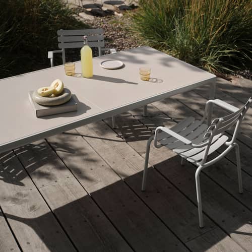 Table rectangulaire Four Ceramic céramique blanc / 210 x 90 cm - Houe - Beige coquillage - Aluminium thermolaqué, Céramique