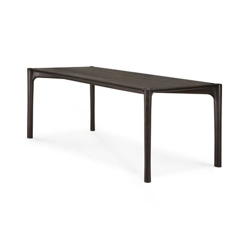 Table rectangulaire PI bois marron / 200 x 95 cm - 8 personnes - Ethnicraft - Teck brun foncé - Teck massif