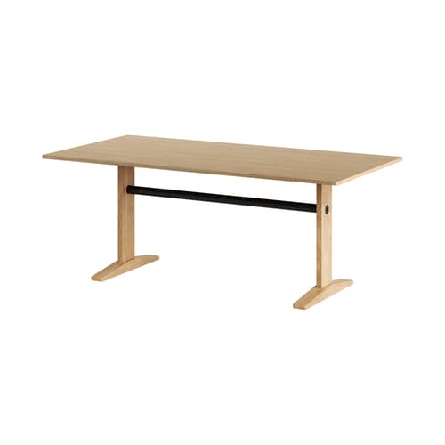 Table rectangulaire Post bois naturel / 190 x 95 cm - 8 places - TIPTOE - 190 x 95 cm - Acier thermolaqué, Bois massif plaqué chêne, Chêne massif