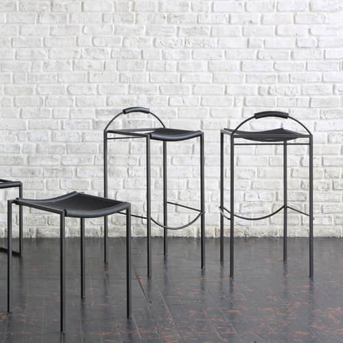 Tabouret haut Sgabello Alto métal noir / H 72 cm - Maurizio Peregalli, 1984 - Zeus - Noir - Acier, Caoutchouc