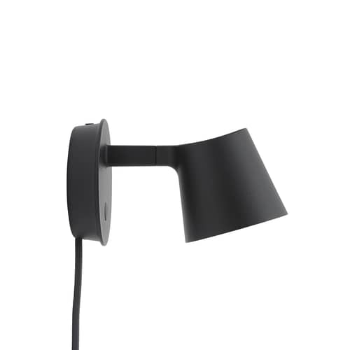 Tip LED Wall light with plug metal black / Adjustable - Dimmer - Muuto - Black - Aluminium