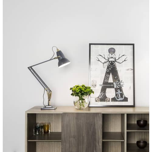 Tischleuchte Original 1227 metall grau / Messing - Neuauflage 1930\'. - Anglepoise - Grau Elefantengrau / Messing Fittings - Aluminium, Gusseisen, Messing