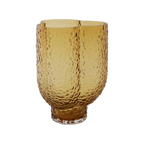 Vase Arura Trio verre orange / 18,5 x 16,2 x H 25 cm - Verre texturé - AYTM - Ambre - Verre soufflé bouche