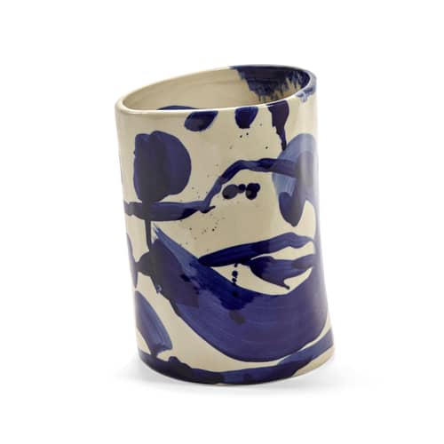 Vaso Sophia Small ceramica blu / H 19 cm - Serax - Piccolo - Gres smaltato