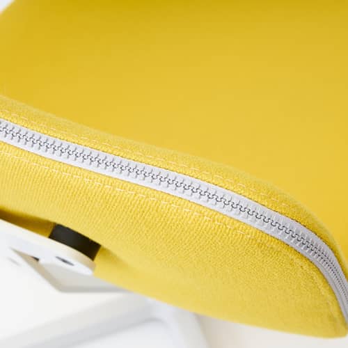 Poltrona girevole Arba tessuto giallo / Tessuto - Bouroullec, 2024 - raawii - Giallo (Vidar 0443) / Base grigio Chiaro - Acciaio, Alluminio, Compensato, Espanso, Tessuto Kvadrat