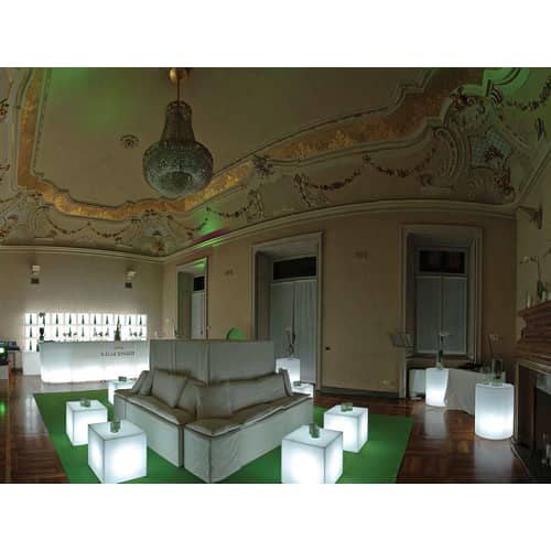 Tavolino luminoso Cubo OUTDOOR materiale plastico bianco outdoor - Slide - Bianco - interno/esterno - Polietilene