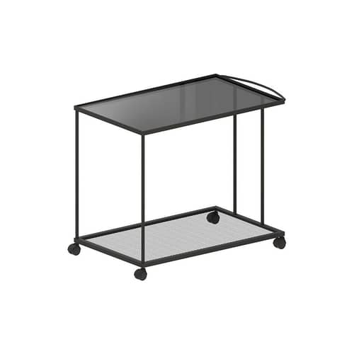 Tristano Dresser metal glass grey / Glass & steel - 87 x 50 x H 69 cm - Zeus - Gun metal / Grey tabletop - Soak glass, Steel
