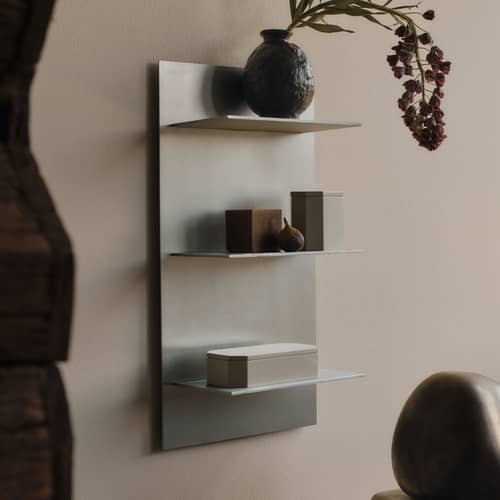 Étagère Lager Triple Small métal / L 35 x H 65 cm - Ferm Living - L 35 x H 65 cm - Aluminium brossé