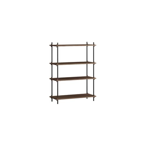 Etagère Shelving System - s.115.1.A / L 85 x H 115 x Prof. 35 cm - MOEBE - Chêne fumé / Noir - Acier, MDF placage chêne