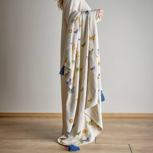 Kinderdecke Plane textil beige / 160 x 130 cm - Bloomingville - Plane - Recycelte Baumwolle